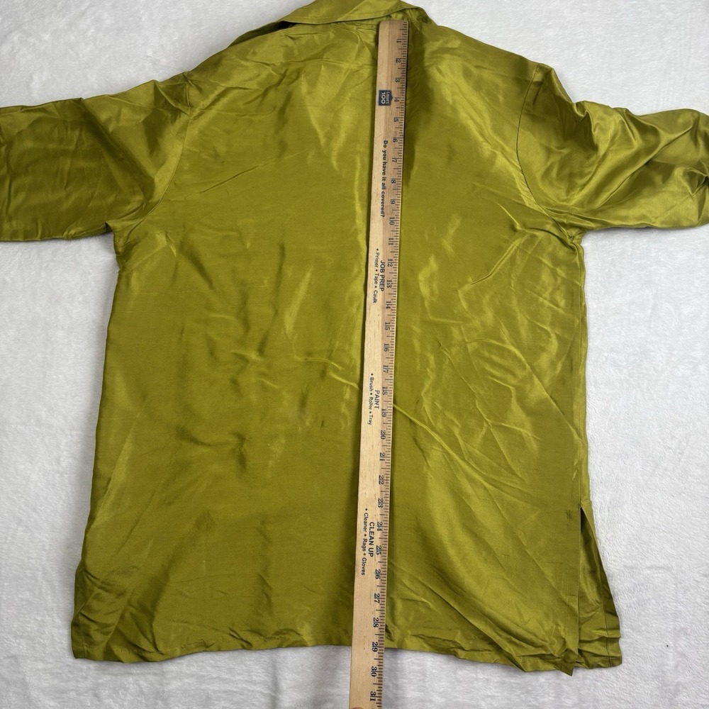 VTG S.L.B. Green Long Sleeve Button Up Collared Blouse Women's Medium Stains - Picture 5 of 8